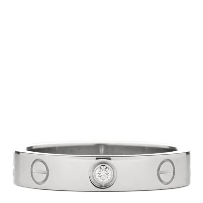 Cartier 18K White Gold Diamond 4mm LOVE Wedding Band Ring 54 7 1 of 3