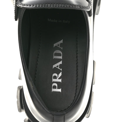 Prada Spazzolato Rois Metal Triangle Logo Monolith 55mm Loafers 39 Black 7 of 10