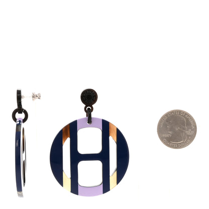 Hermes Lacquered Horn H Equipe Earrings Lilas 2 of 5