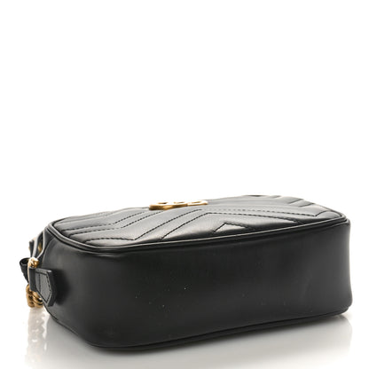 Gucci Calfskin Matelasse Mini GG Marmont Chain Shoulder Bag Black 4 of 8