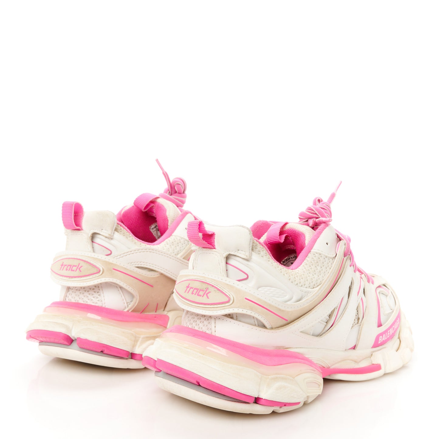 Mesh Rubber Bi-Color Womens Track Sneakers 40 White Fluo Pink