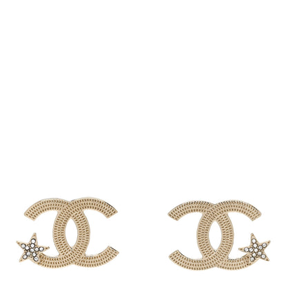 Chanel Metal Crystal CC Star Earrings Gold 1 of 4