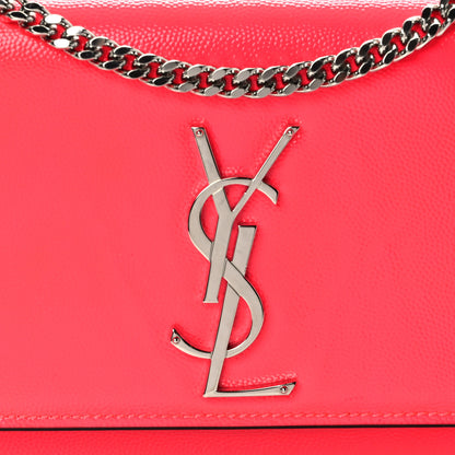 Saint Laurent Patent Grain de Poudre Small Monogram Kate Satchel Neon Pink 8 of 13