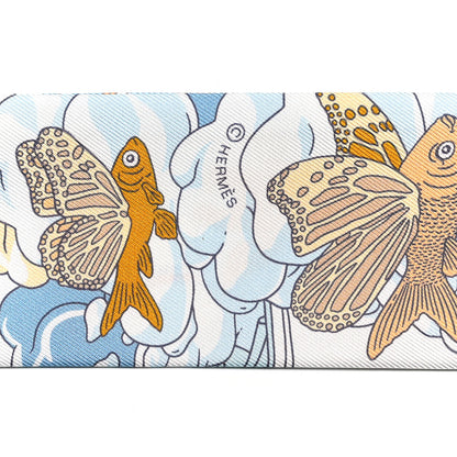 Hermes Silk Sur Mon Nuage Twilly Creme Bleu Ciel Orange 3 of 4