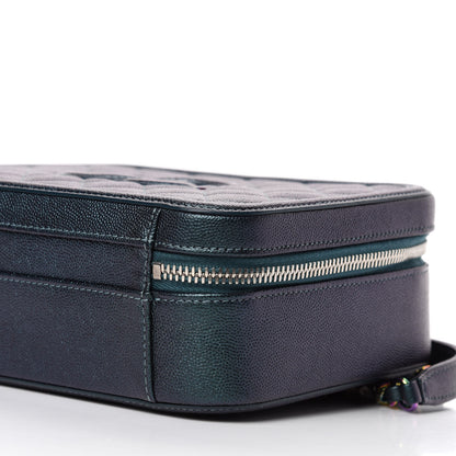 Chanel Iridescent Caviar Quilted Medium CC Filigree Vanity Case Dark Turquoise 7 of 10