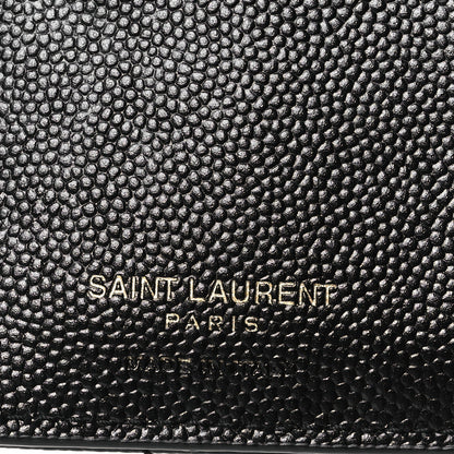 Saint Laurent Grain De Poudre Matelasse Chevron Monogram Zipped Card Case Black 7 of 10