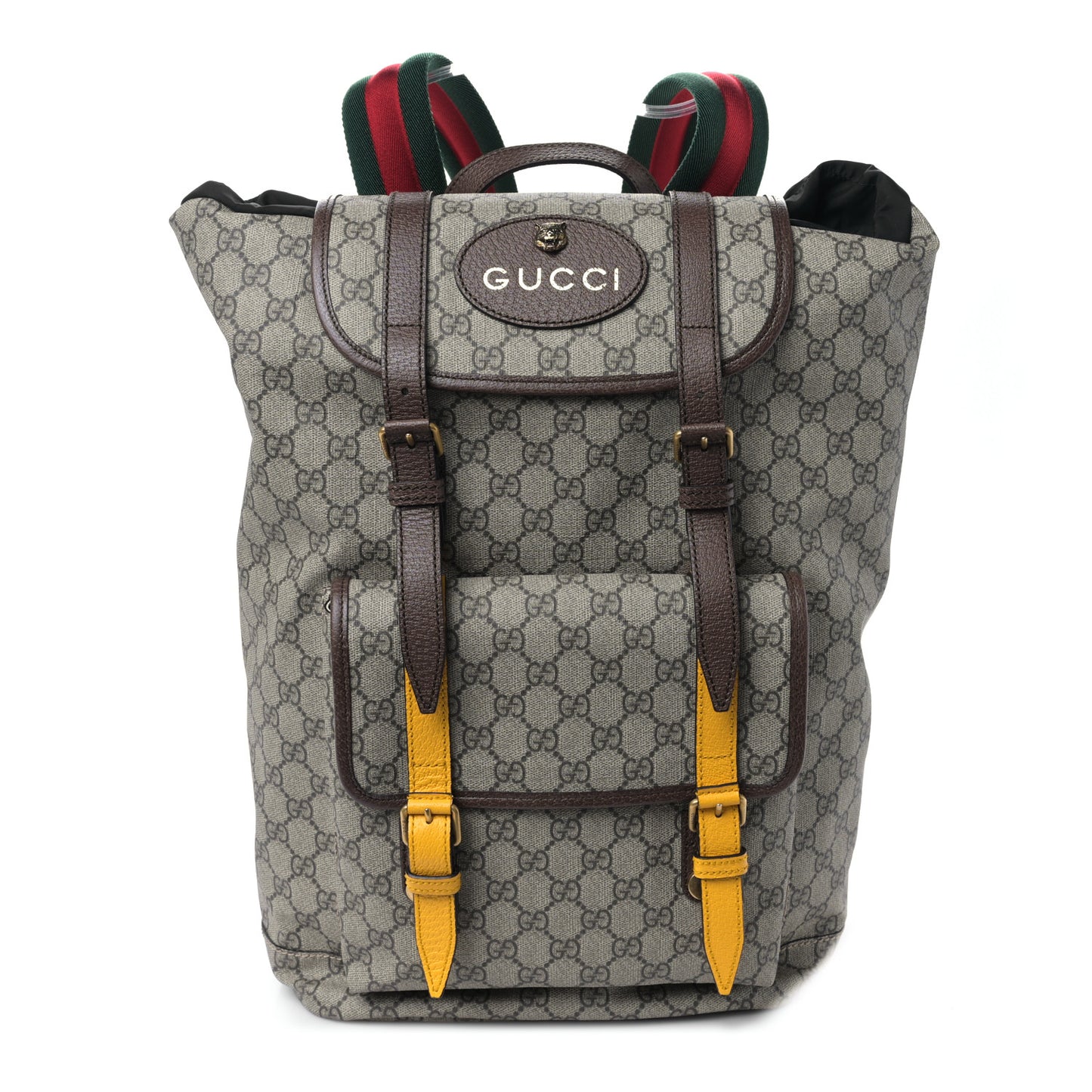 Soft GG Supreme Monogram Neo Vintage Double Buckle Backpack Beige New Acero Crop