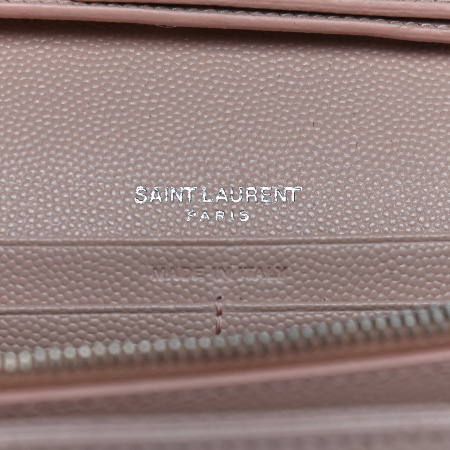 Saint Laurent Grain De Poudre Matelasse Chevron Monogram Chain Wallet Pink 8 of 8