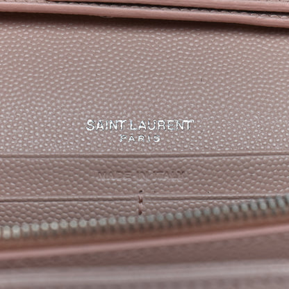 Saint Laurent Grain De Poudre Matelasse Chevron Monogram Chain Wallet Pink 8 of 8