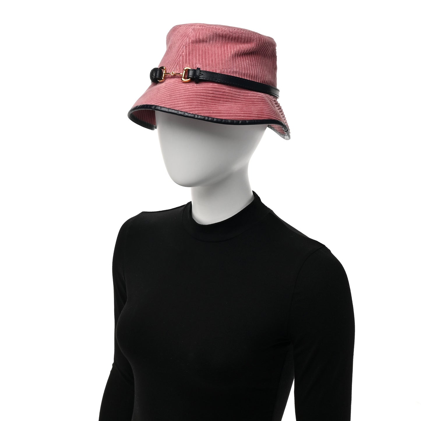 Lanzo Stretch Cord Azalea Calfskin Horsebit Bob Mulina Bucket Hat M Lipstick Rose Blue