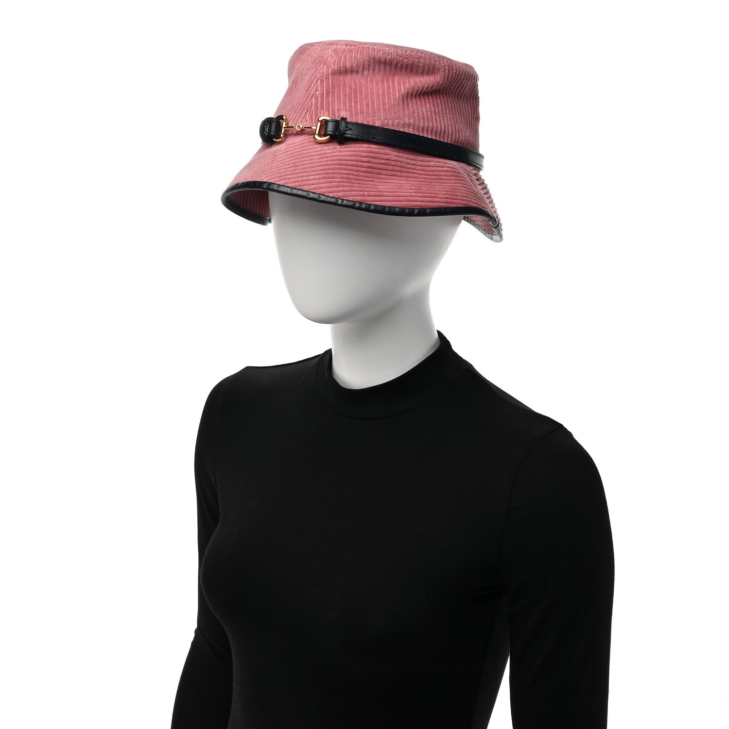 Gucci Lanzo Stretch Cord Azalea Calfskin Horsebit Bob Mulina Bucket Hat M Lipstick Rose Blue 2 of 9