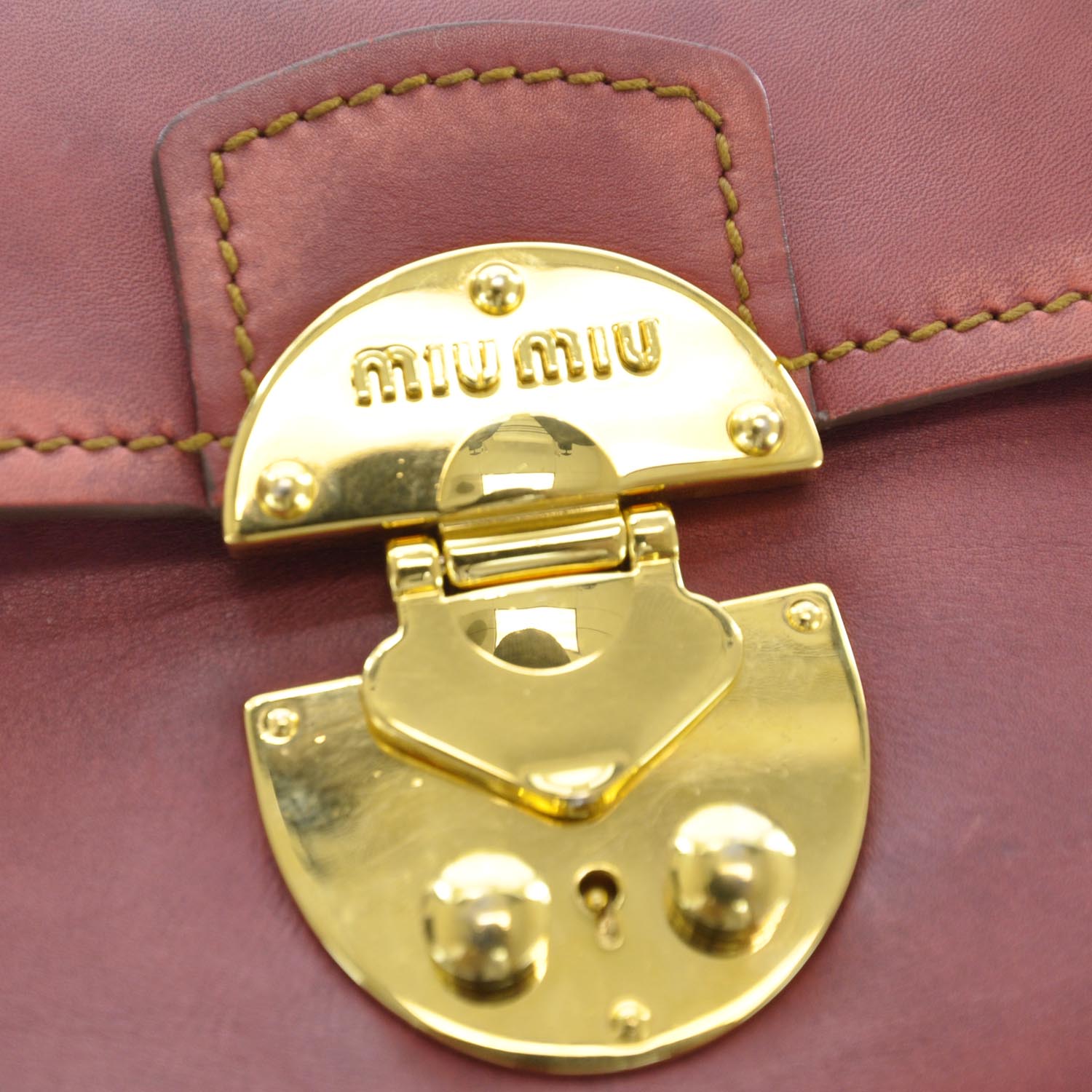 Miu Miu Leather Front Pocket Satchel Red 9 of 11