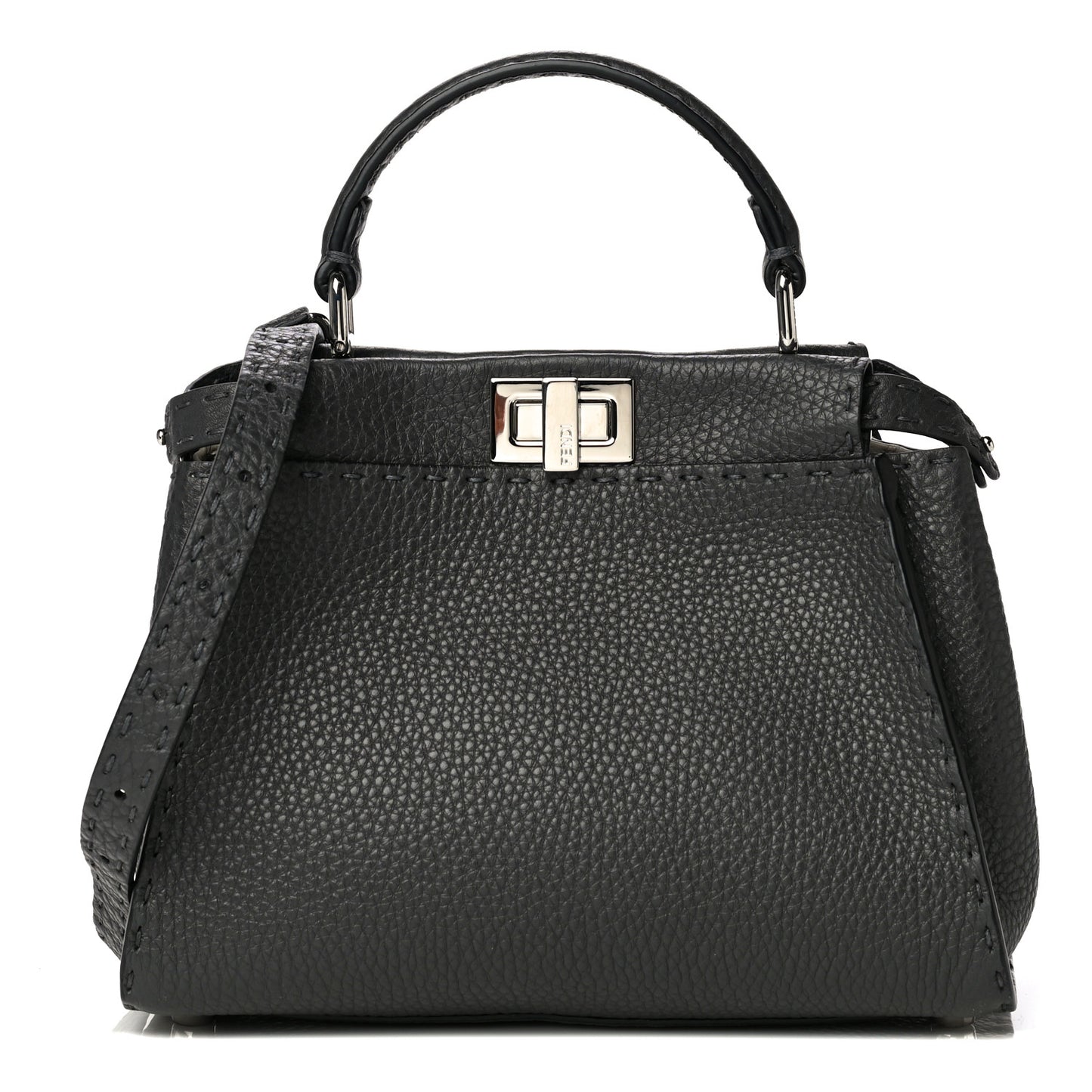 Cuoio Romano Selleria Bi-Color Mini Peekaboo Iconic Satchel Asfalto Latte