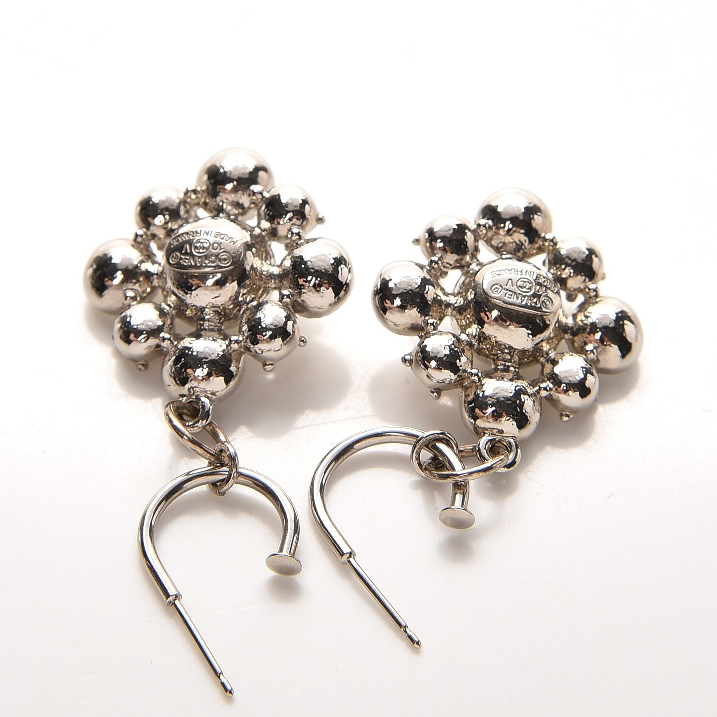 Crystal CC Dangle Earrings Silver