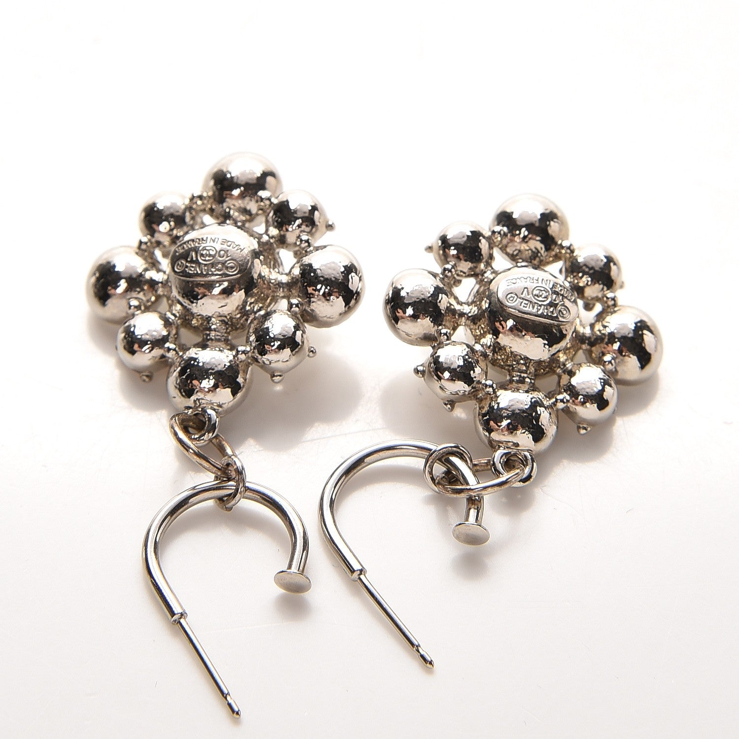 Chanel Crystal CC Dangle Earrings Silver 3 of 4