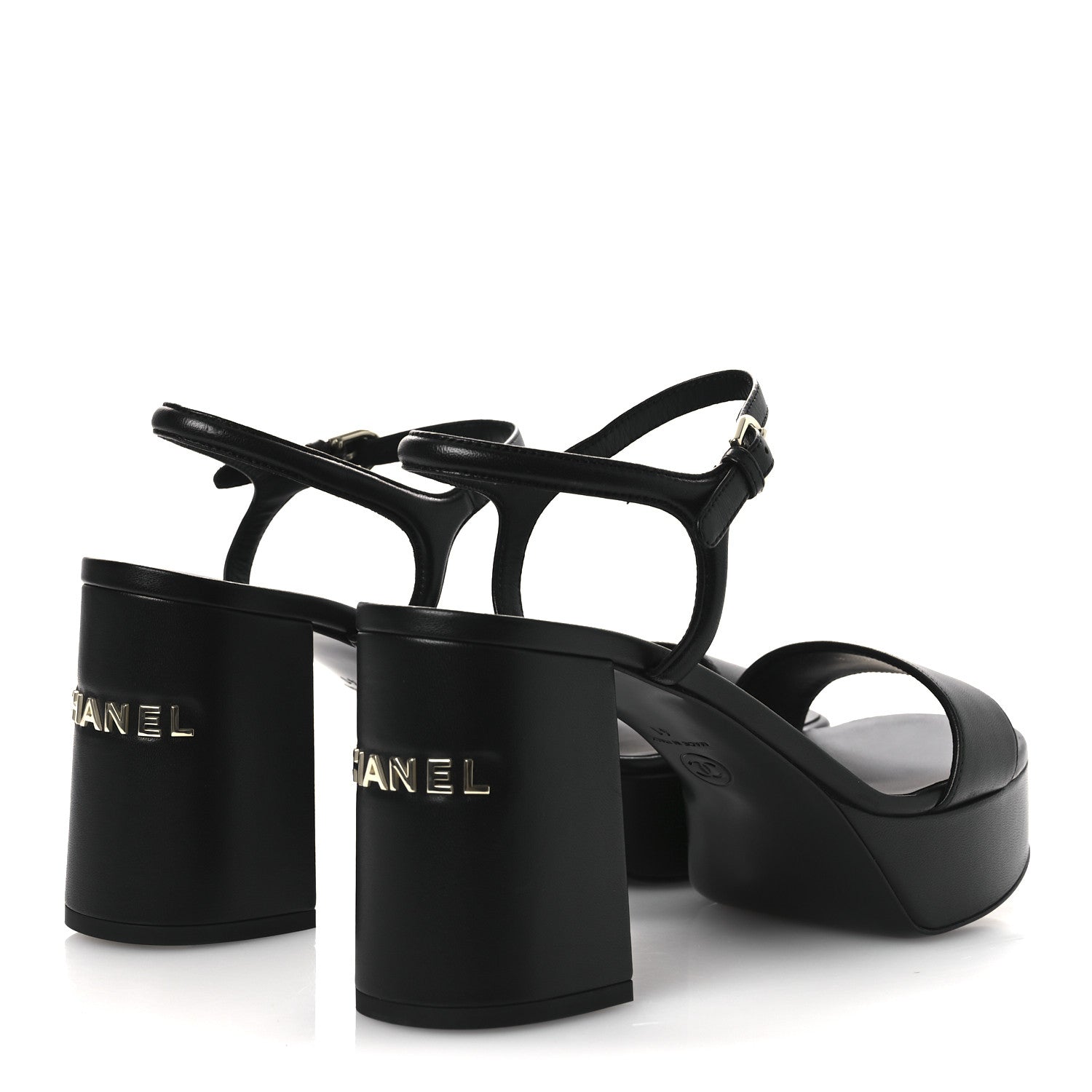 Chanel Lambskin Logo Platform Sandals 41 Black 5 of 12