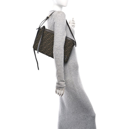 Fendi Fabric Jacquard Vitello Grace FF 1974 Medium Simply Fendi Shoulder Bag Tobacco Moro Ebano 3 of 10