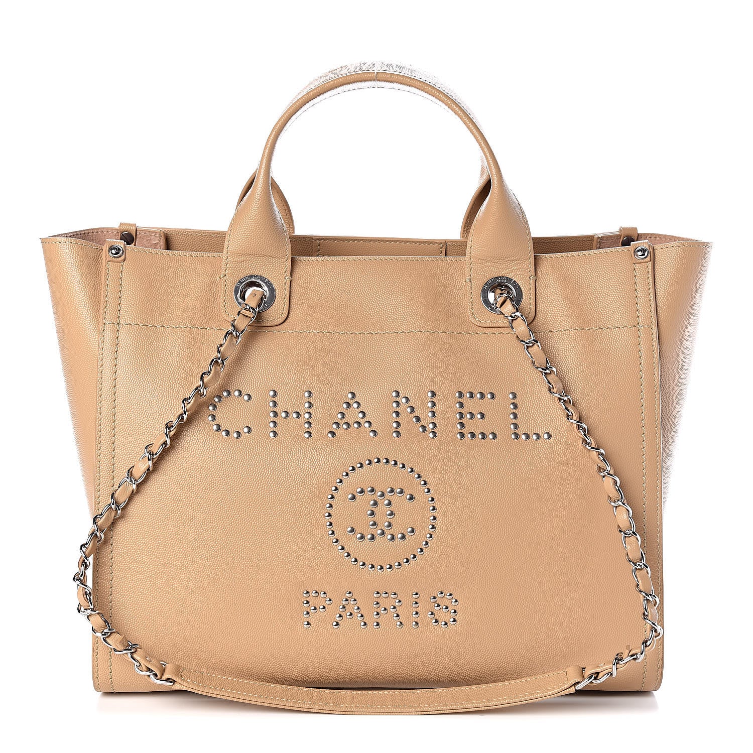 Chanel Caviar Small Studded Deauville Tote Beige 1 of 10