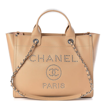Chanel Caviar Small Studded Deauville Tote Beige 1 of 10