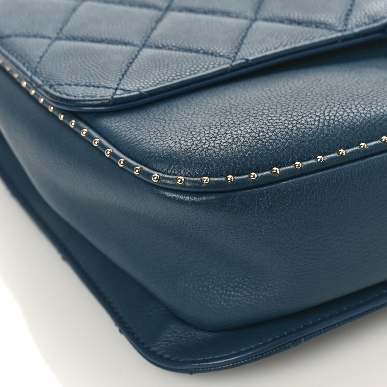 Chanel Caviar Quilted Large Studded Flap Blue 8 of 10