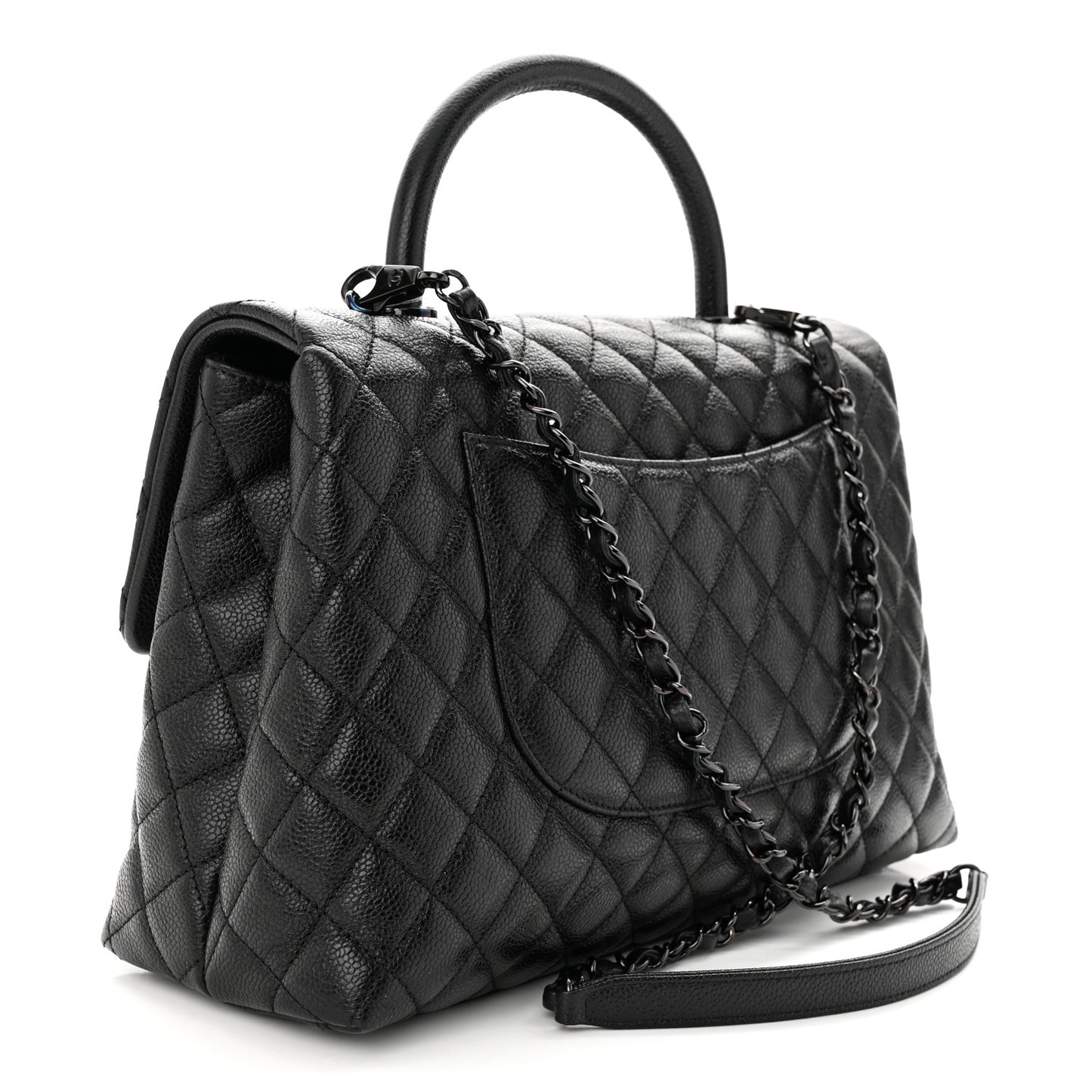 Caviar Quilted Medium Coco Handle Flap So Black