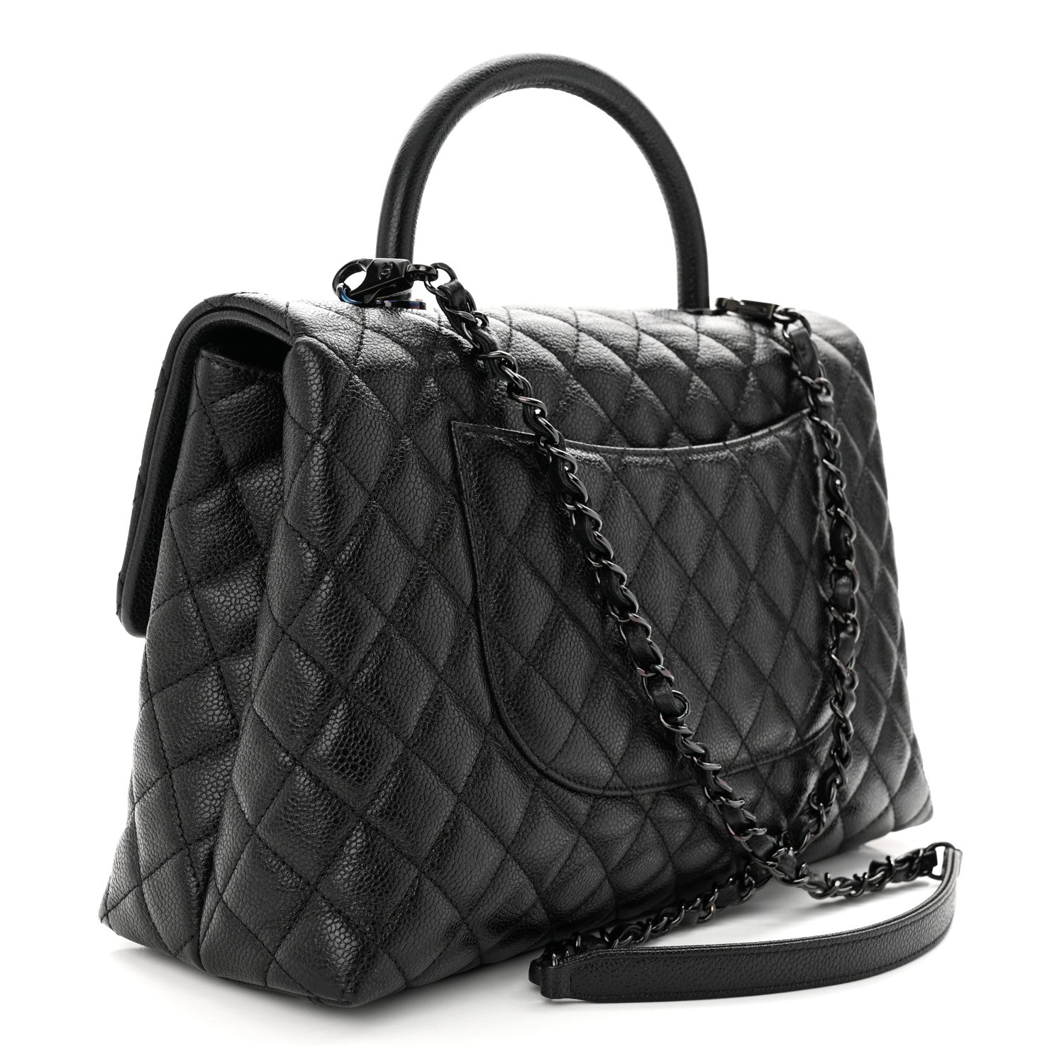 Chanel Caviar Quilted Medium Coco Handle Flap So Black 3 of 10