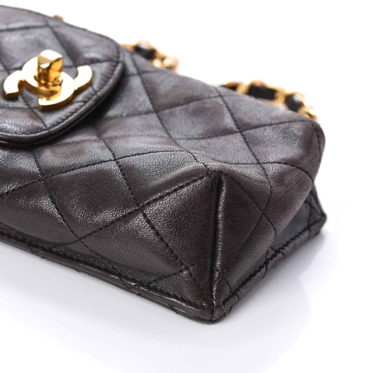 Chanel Lambskin Quilted Phone Holder Brown 8 of 9