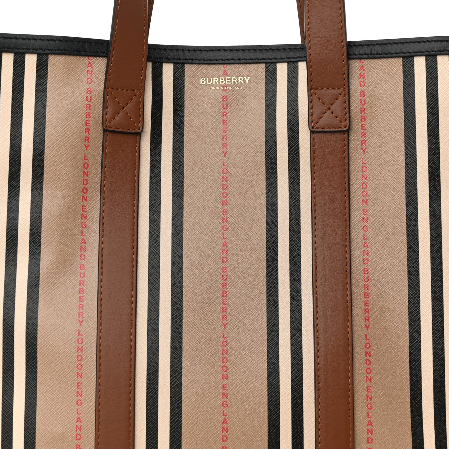 E-Canvas Stripe Book Tote Tan Archive Beige