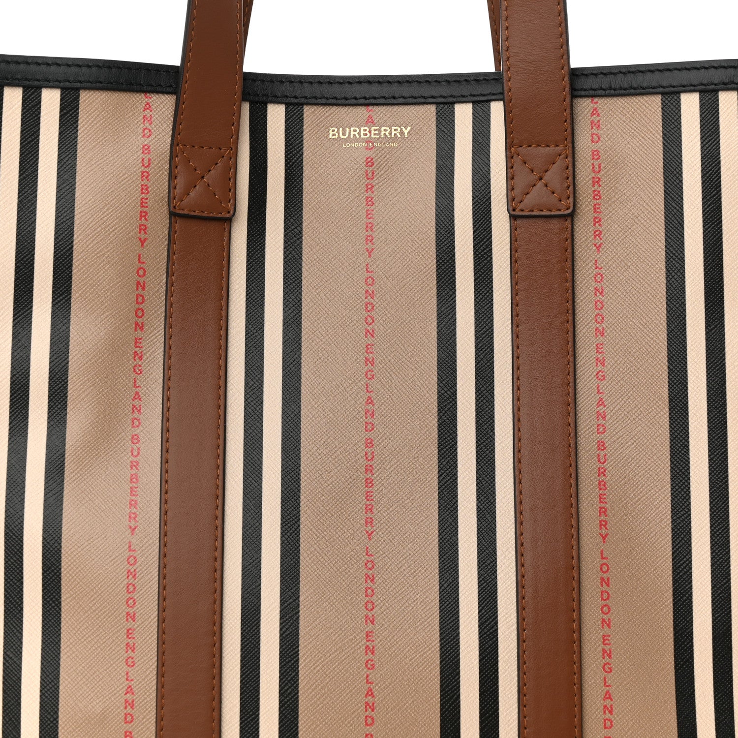 Burberry E-Canvas Stripe Book Tote Tan Archive Beige 7 of 9
