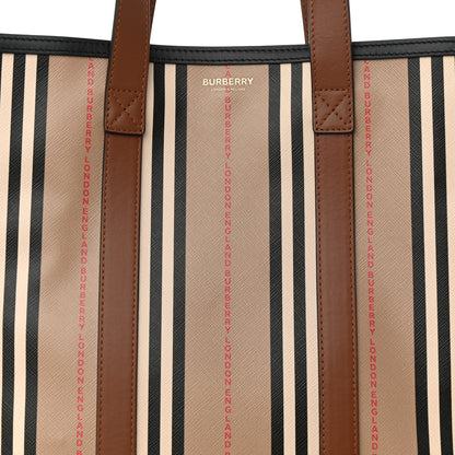 Burberry E-Canvas Stripe Book Tote Tan Archive Beige 7 of 9