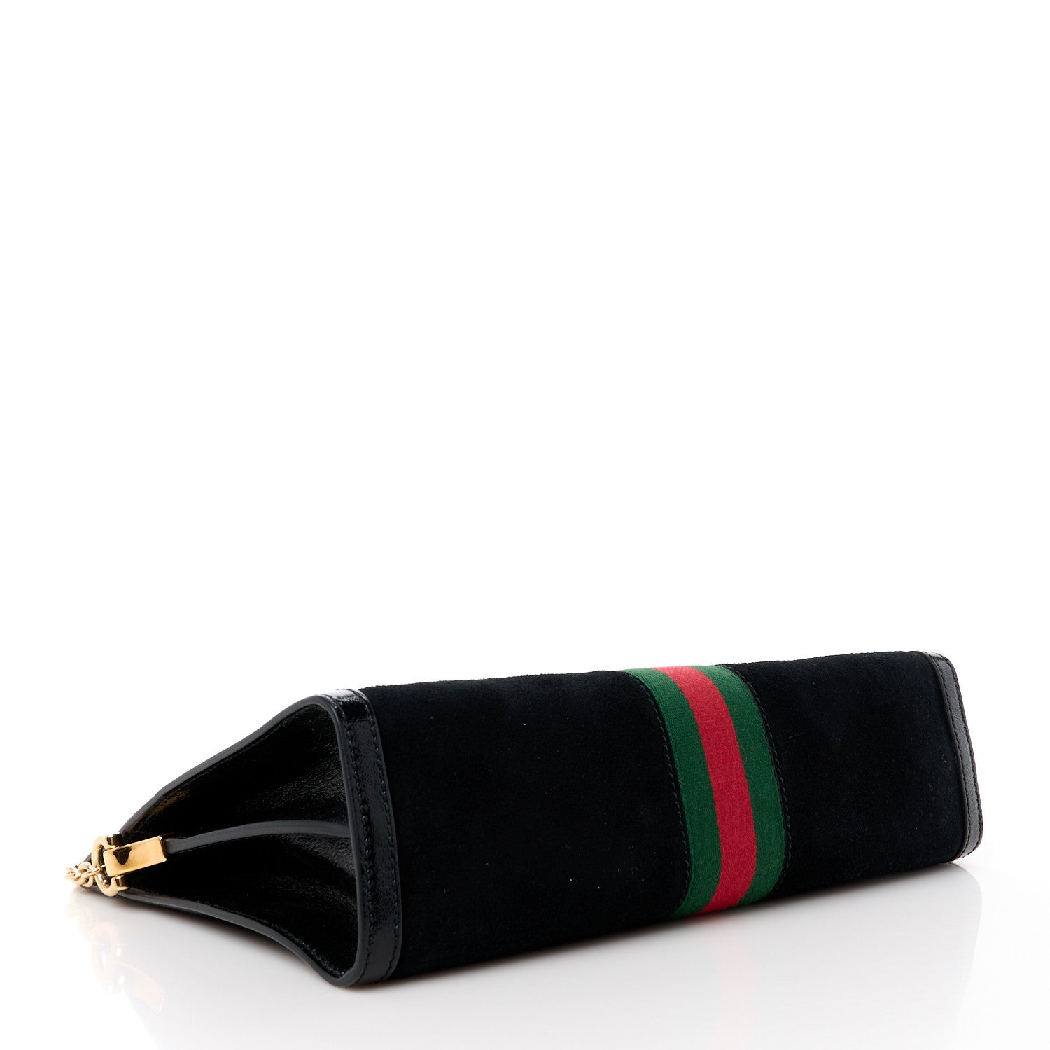 Gucci Suede Patent GG Web Medium Ophidia Chain Shoulder Bag Black 4 of 11