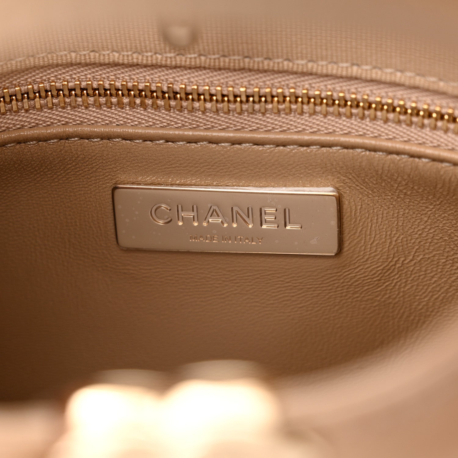 Chanel Shiny Crumpled Calfskin Quilted Mini 31 Shopping Bag Dark Beige 6 of 12