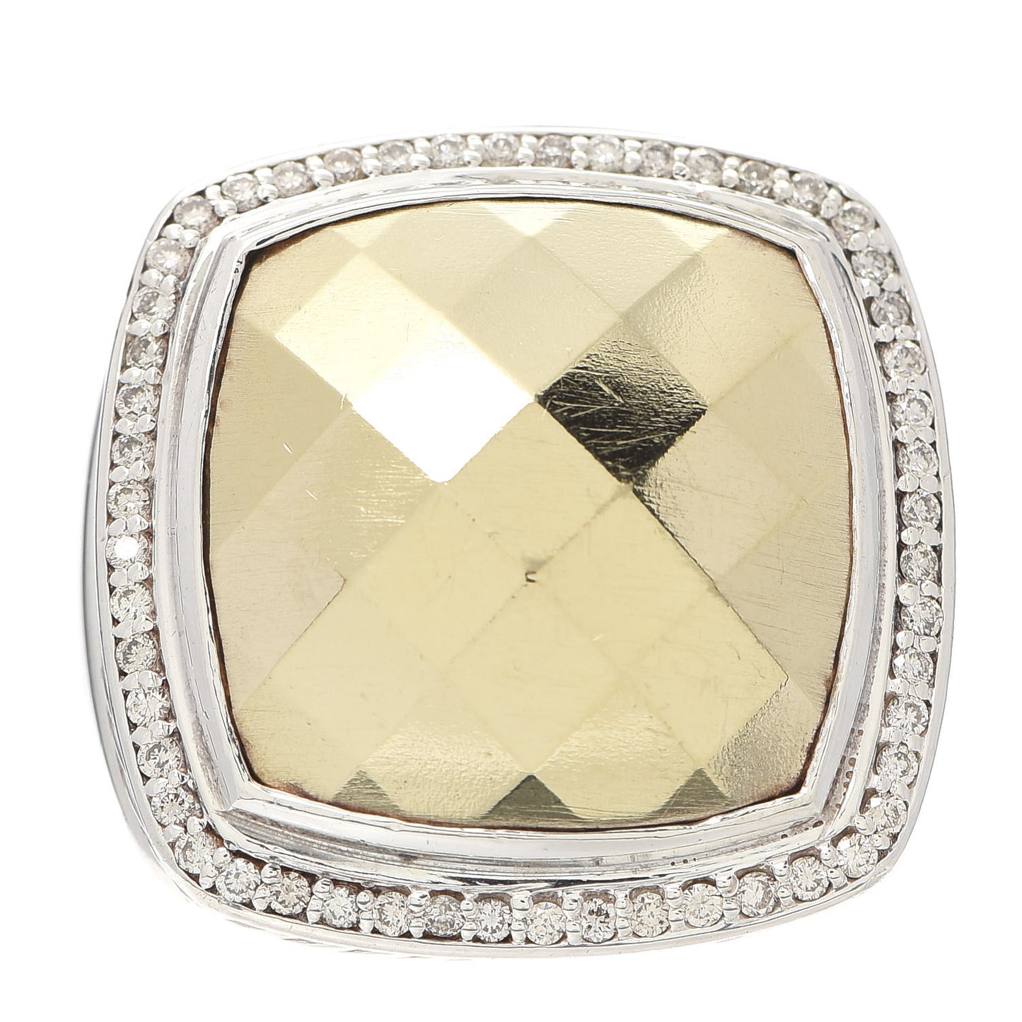 Sterling Silver 18K Yellow Gold Diamond 17mm Albion Statement Ring 59 8.75