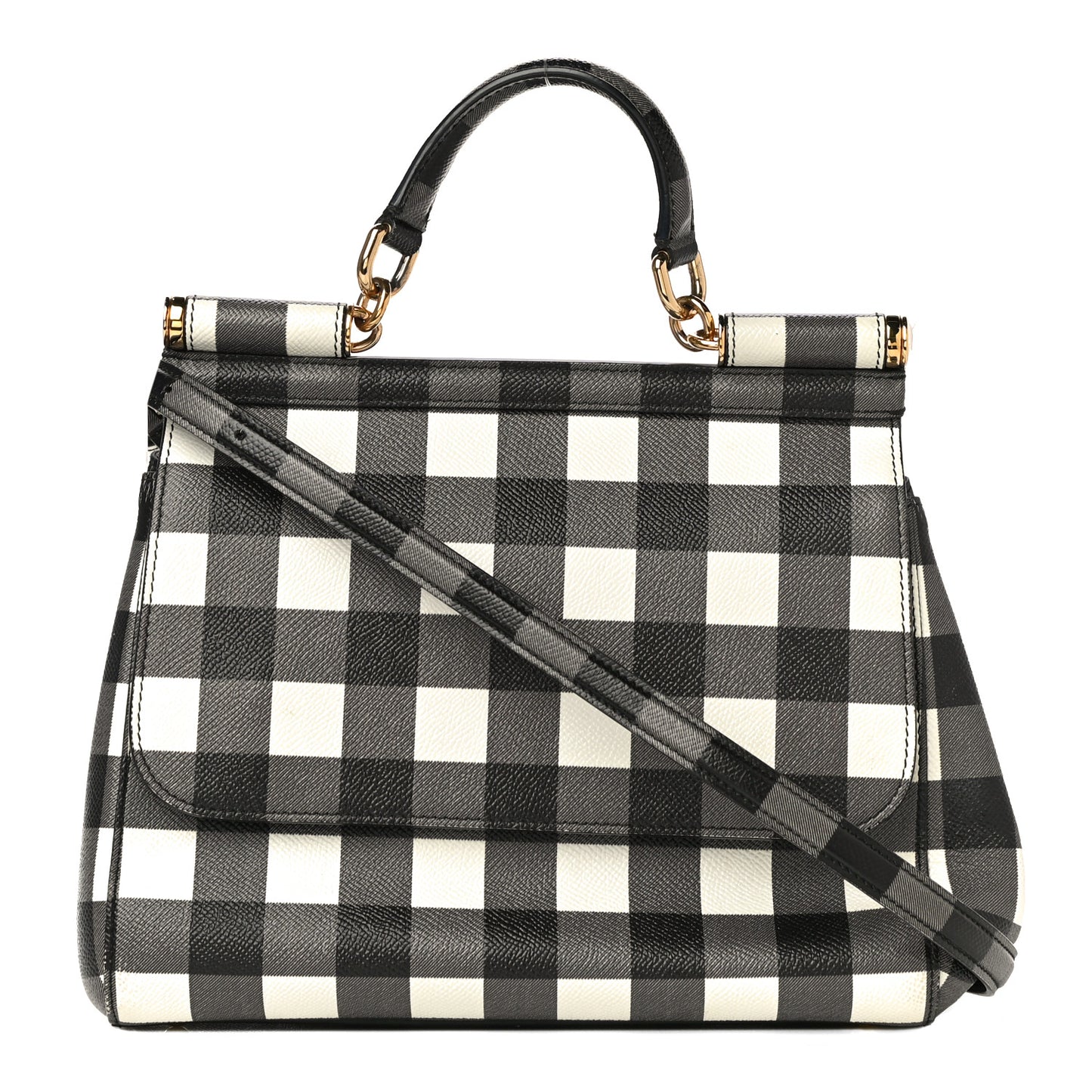 Dauphine Print Checker Medium Miss Sicily Satchel Black White