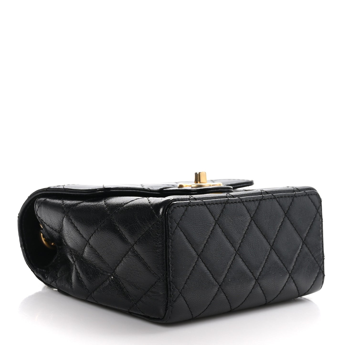 Goatskin Quilted Mini Square Flap Black