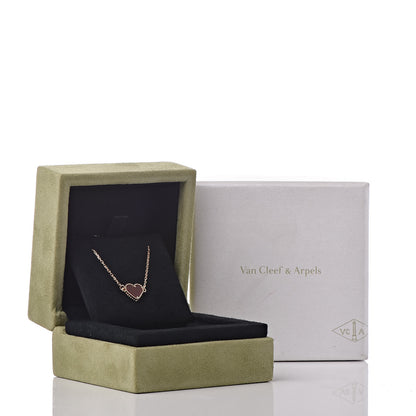 Van Cleef & Arpels 18K Rose Gold Carnelian Sweet Alhambra Heart Bracelet 7 of 7