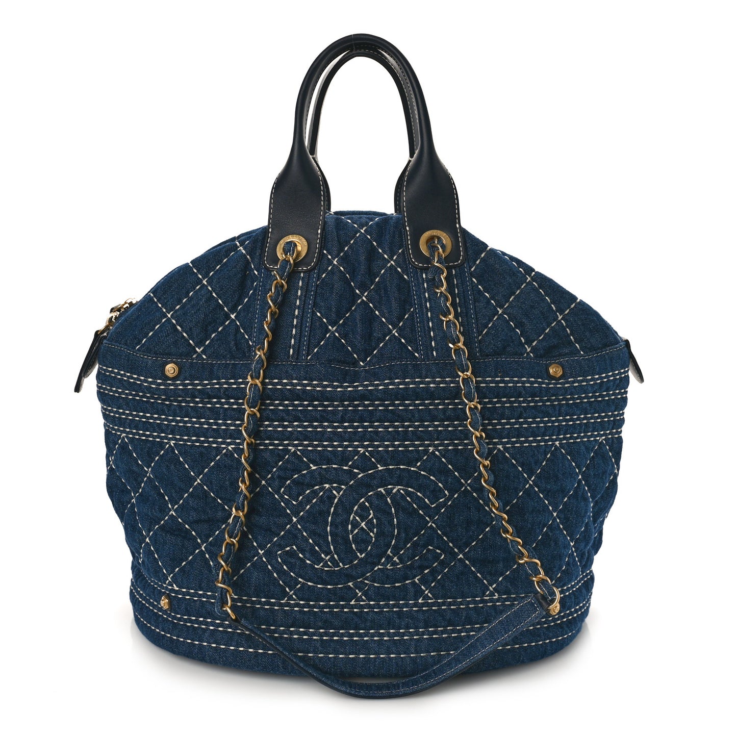 Denim Quilted CC Denim Trip Shoulder Bag Blue