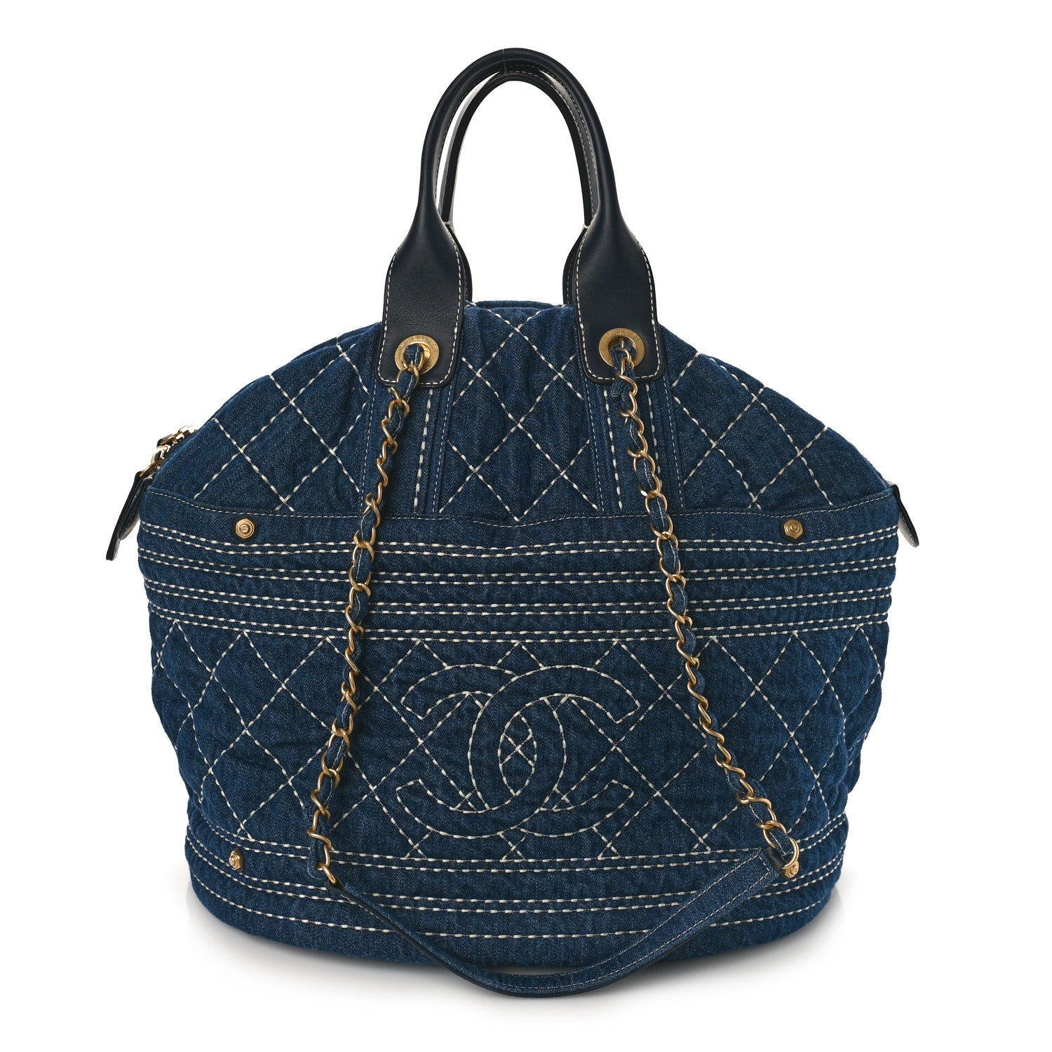 Chanel Denim Quilted CC Denim Trip Shoulder Bag Blue 1 of 9