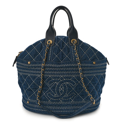 Chanel Denim Quilted CC Denim Trip Shoulder Bag Blue 1 of 9