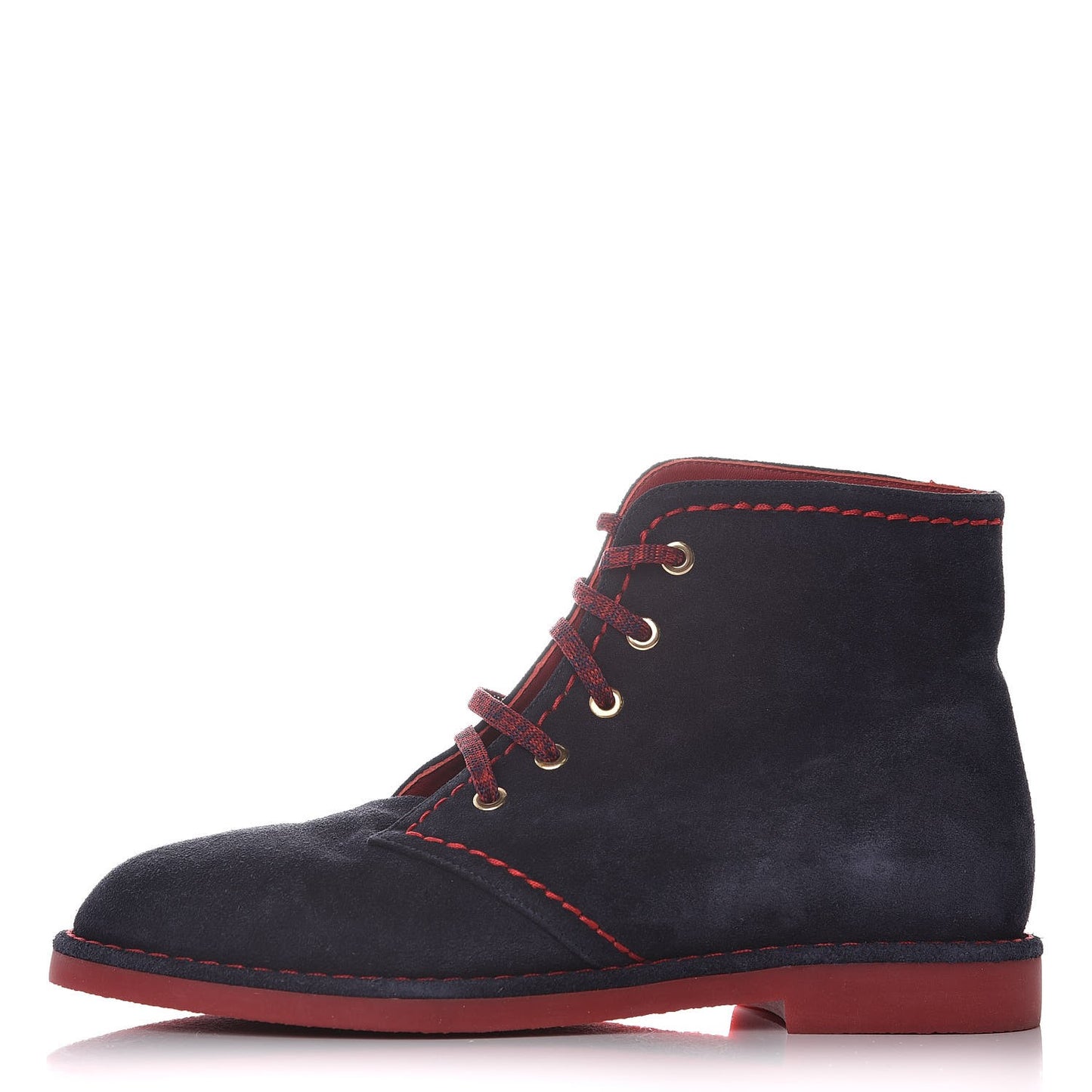 Suede Calfskin Womens Lace Up Short Boots 39 Navy