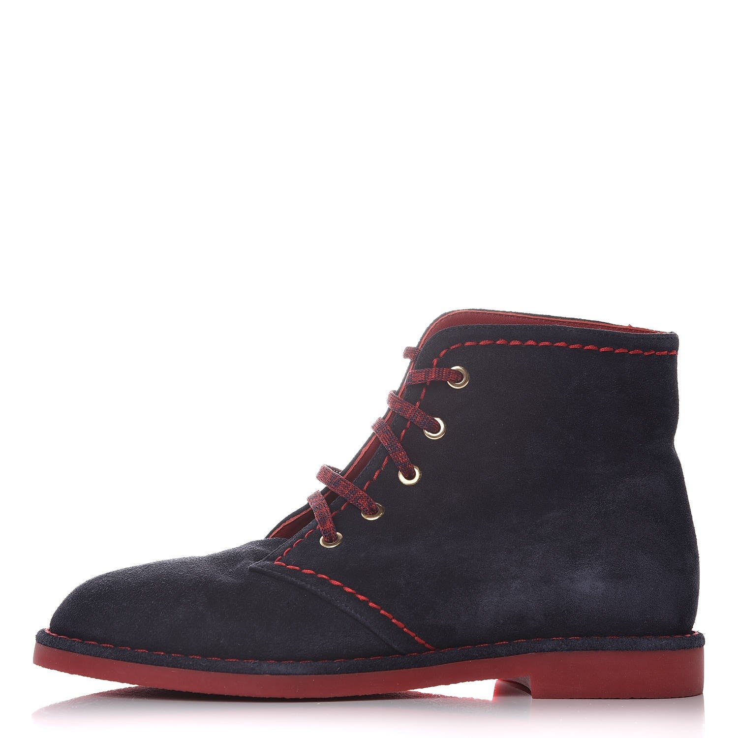 Chanel Suede Calfskin Womens Lace Up Short Boots 39 Navy 1 of 9