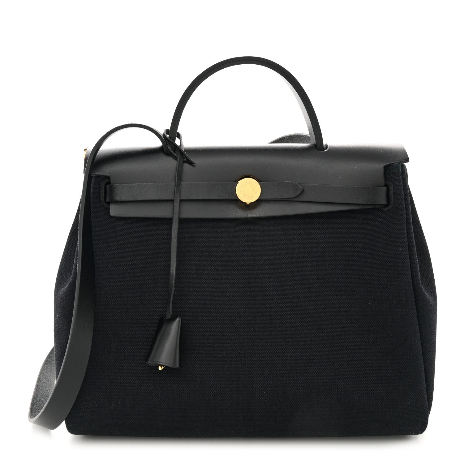 Hermes Military Toile Vache Hunter Herbag Zip PM 31 Black 1 of 14