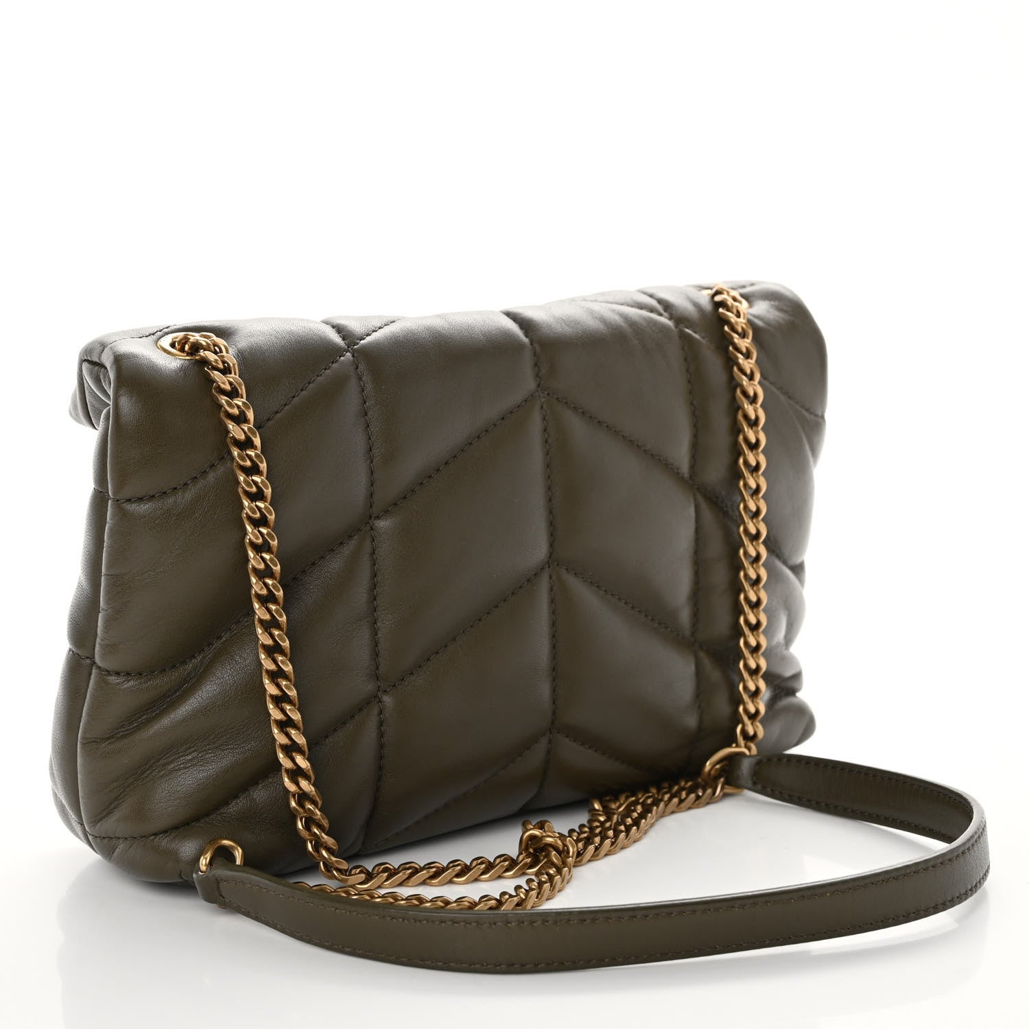 Saint Laurent Lambskin Quilted Toy Loulou Puffer Monogram Chain Satchel Seaweed 3 of 11