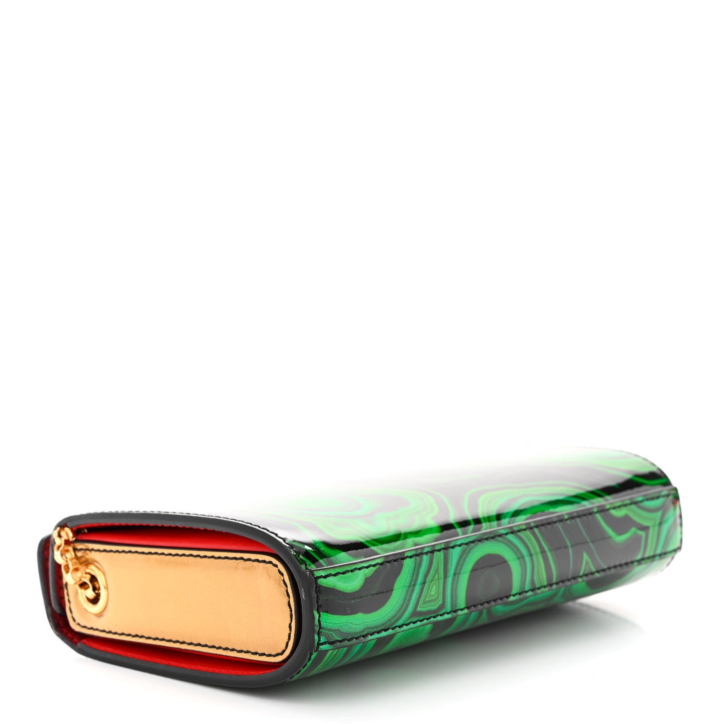 Patent Crystal Malachite Vanite Clutch Green Multicolor