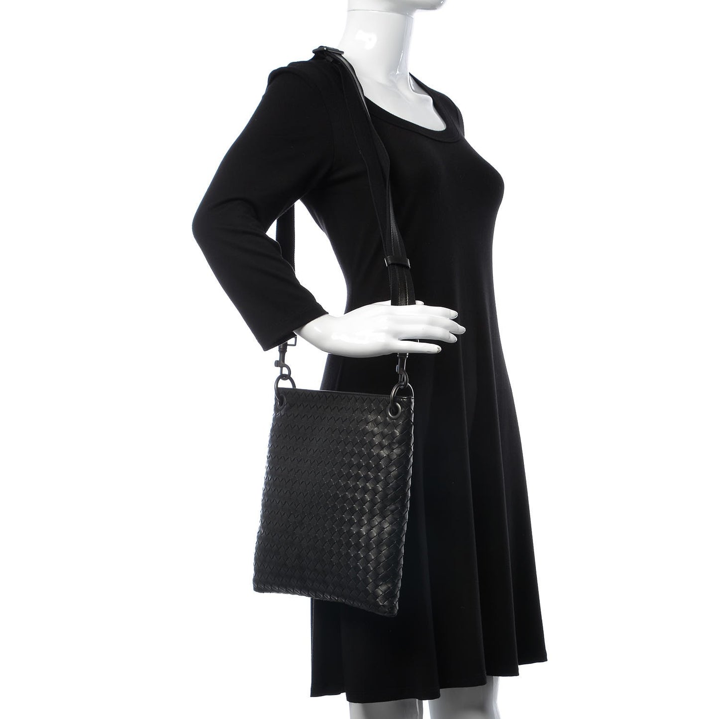 Nappa Intrecciato VN Crossbody Messenger Bag Black