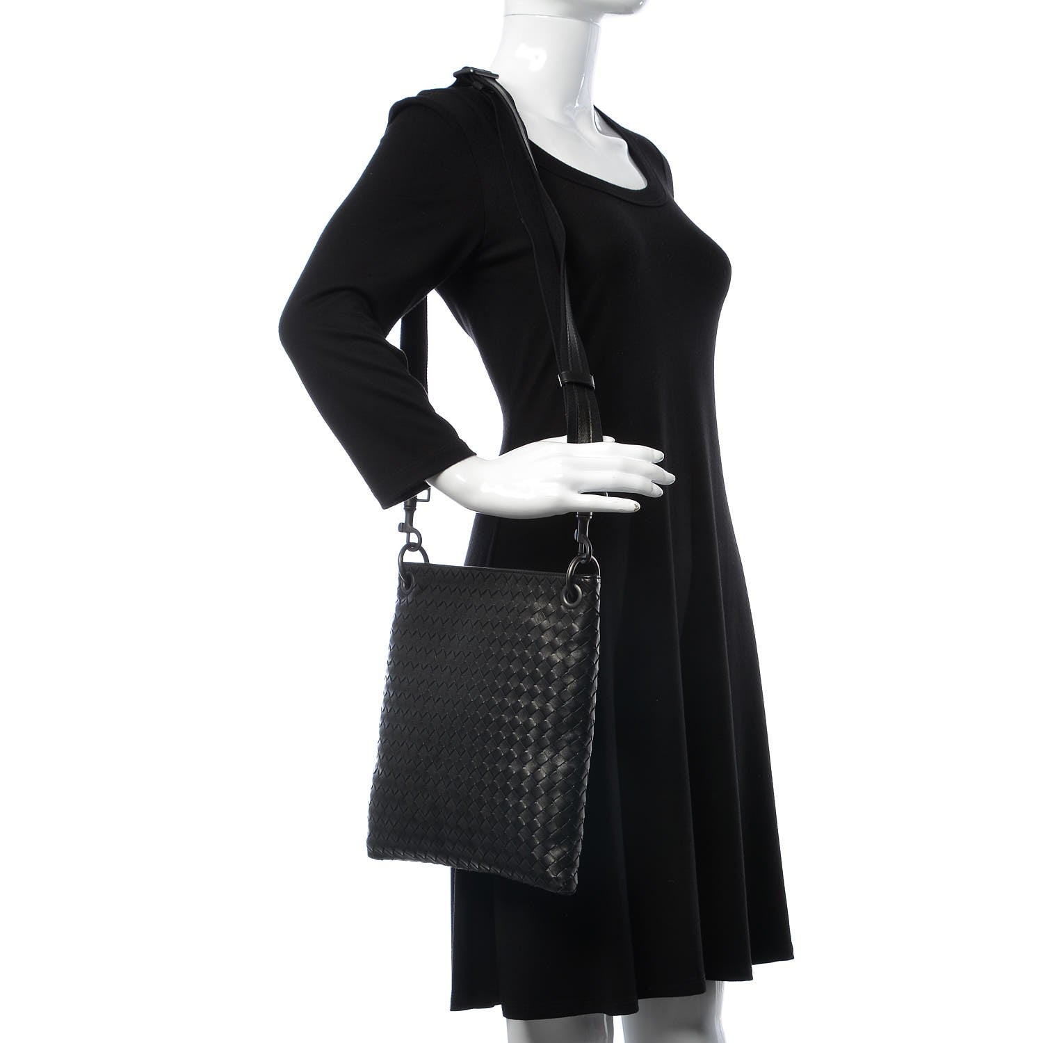 Bottega Veneta Nappa Intrecciato VN Crossbody Messenger Bag Black 2 of 12