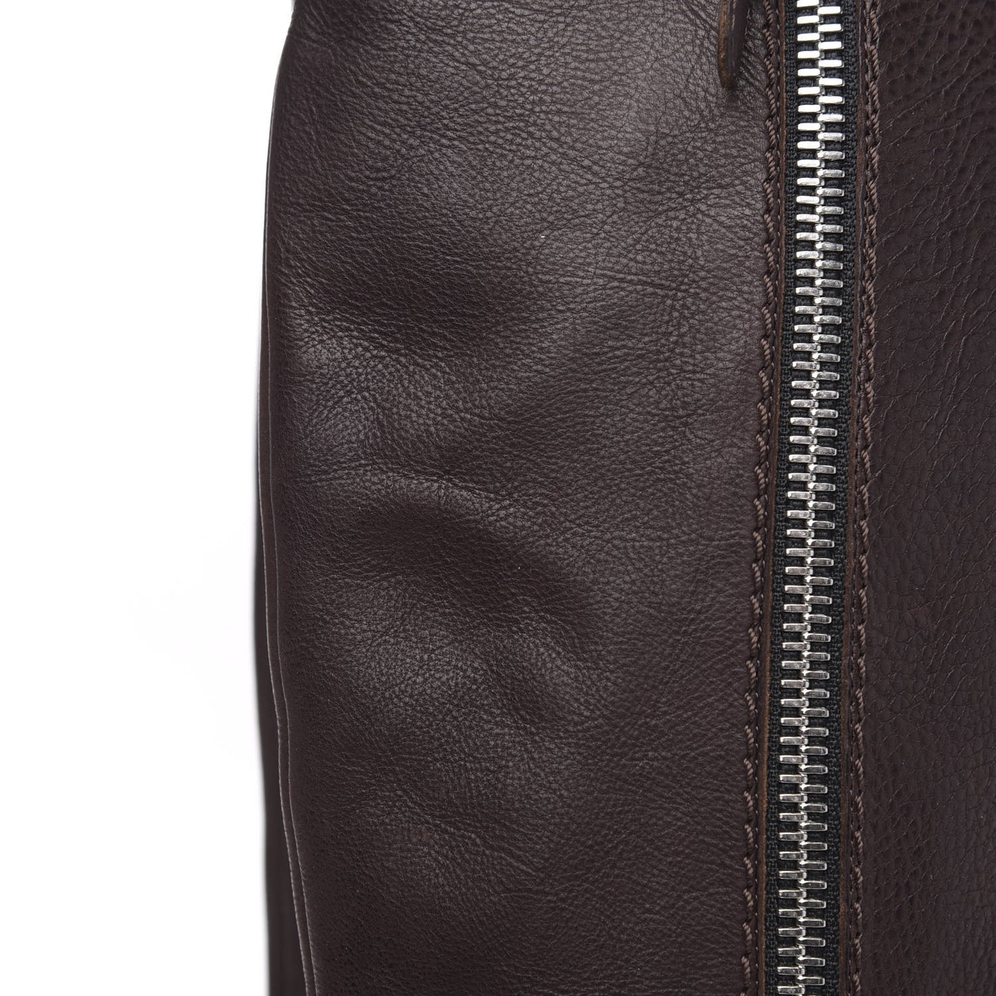 Calfskin Zipper Buckle Knee High Tall Boots 40 Brown