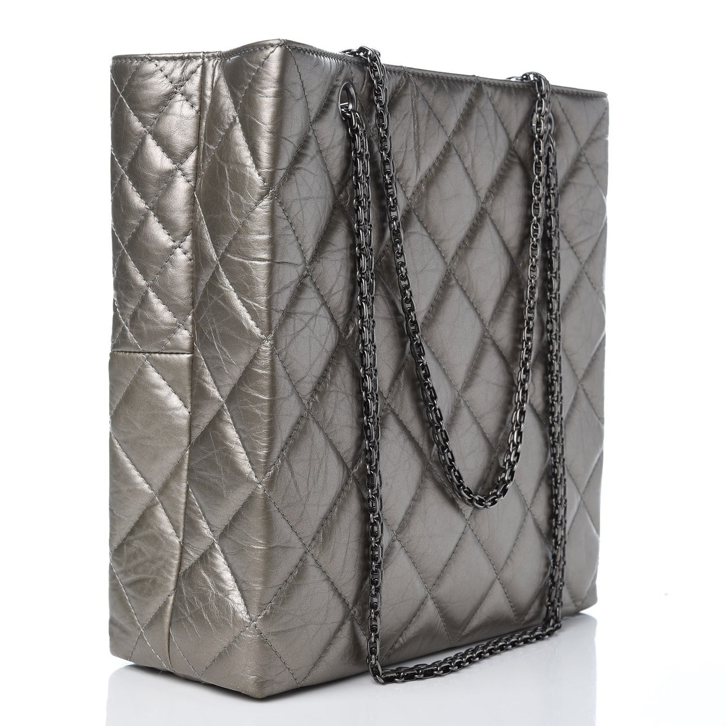 Aged Calfskin Quilted Reissue 2.55 Tote Light Gold