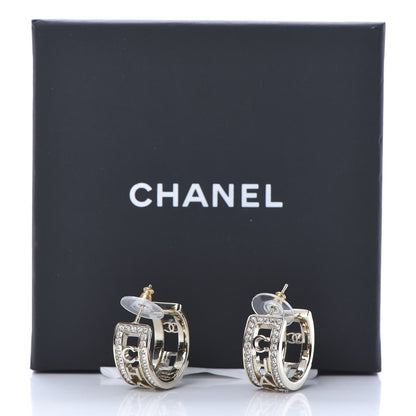 Chanel Metal Crystal Bow-tiful CC Hoop Earrings Gold 6 of 6