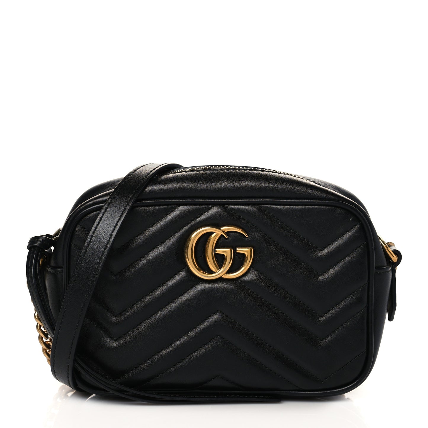 Calfskin Matelasse Mini GG Marmont Chain Shoulder Bag Black